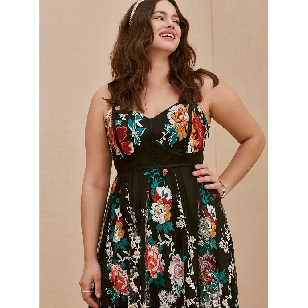 TORRID embroidered mesh dress